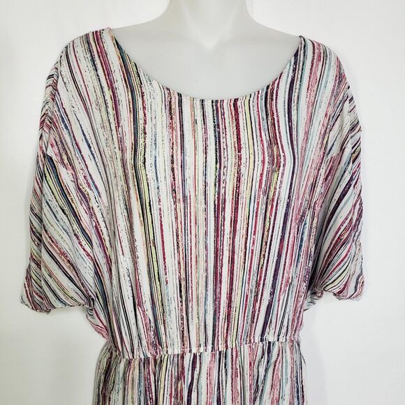 BCBGeneration Womens Romper Large Striped Multicolor Short Split Dolman Sleeve - Picture 3 of 12